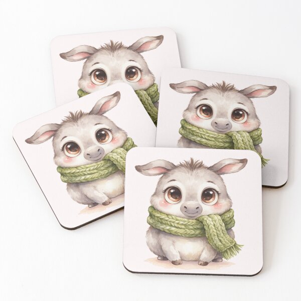 Item preview, Cute Baby Donkey in Green Scarf – Whimsical Watercolor Animal. designed and sold by SaraSumi.