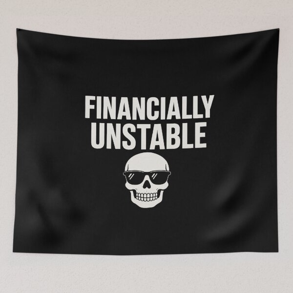 Item preview, Financially Unstable vibing skull meme designed and sold by vecart34.