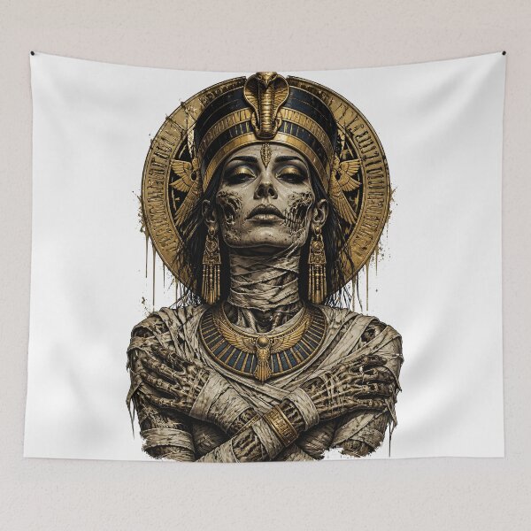 Item preview, Egyptian Mummy Queen Gold Pharaoh Cleopatra Illustration designed and sold by GrinGalore.