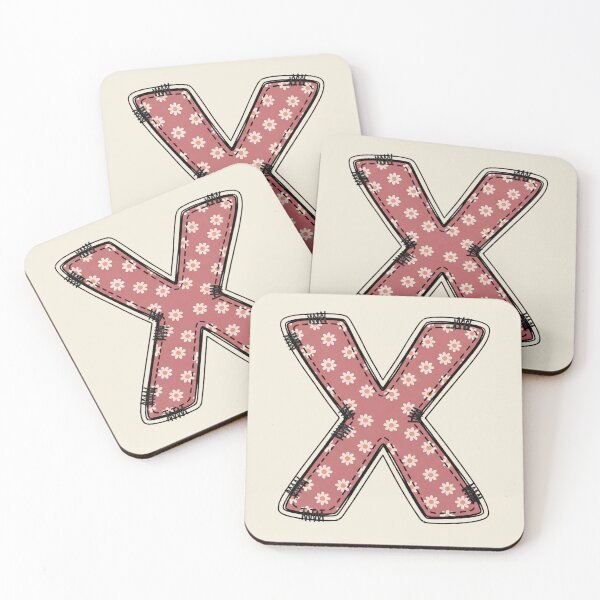 Item preview, Embroidery Dusty rose Letter X with floral Pattern designed and sold by ITCHAWAWAA.