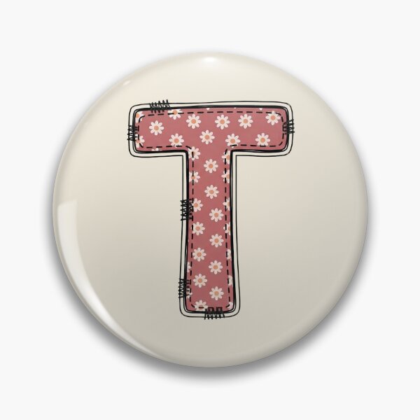 Item preview, Embroidery Dusty rose Letter T with floral Pattern designed and sold by ITCHAWAWAA.
