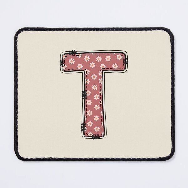 Item preview, Embroidery Dusty rose Letter T with floral Pattern designed and sold by ITCHAWAWAA.