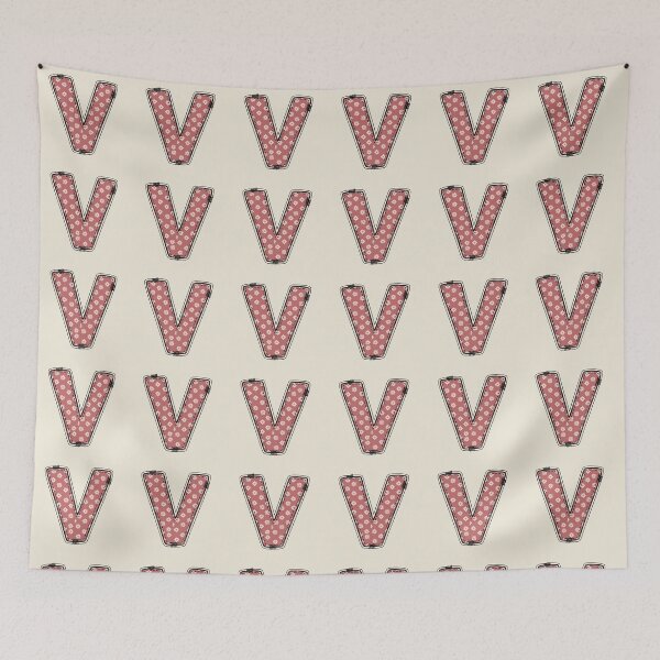 Item preview, Embroidery Dusty rose Letter V with floral Pattern designed and sold by ITCHAWAWAA.