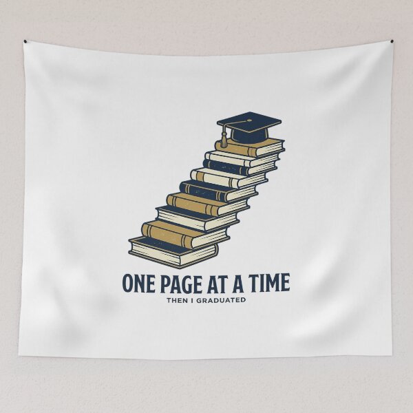 Item preview, One Page At A Time Book Staircase Graduate Cap Aesthetic designed and sold by mood-draftsman.
