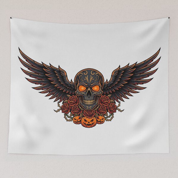 Item preview, Winged Skull Pumpkins And Roses designed and sold by MarCinu Art.