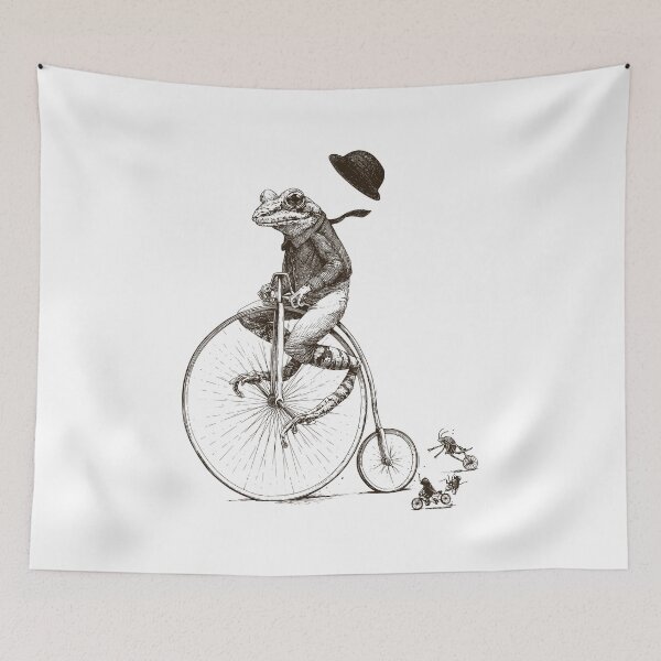 Item preview, Dapper Victorian Frog on Penny Farthing Bicycle - Vintage Line Art designed and sold by Shopeon Designs.