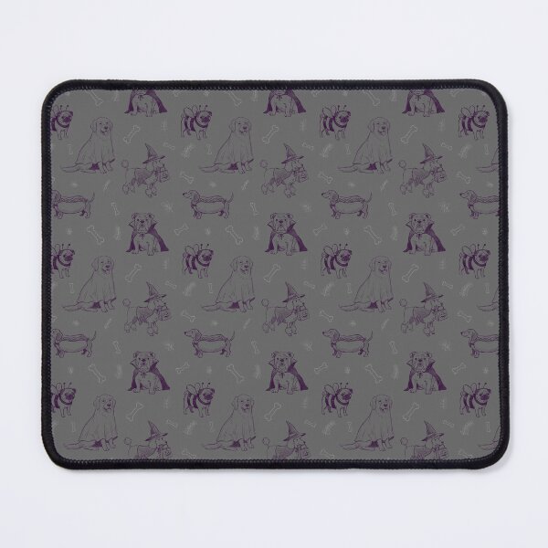 Item preview, Cute Halloween Dogs in Fancy Dress – Golden Retriever, Pug, Poodle, Bulldog & Dachshund in Grey designed and sold by WildLakePatterns.