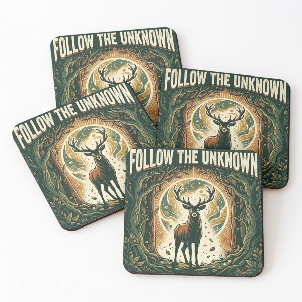 Item preview, Follow the Unknown – Mystical Deer Forest Illustration designed and sold by Dogandesighn.