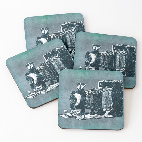 Item preview, Blue-tinted Antique Press Bellows Camera Vintage Photography designed and sold by Ghoul Enterprises.