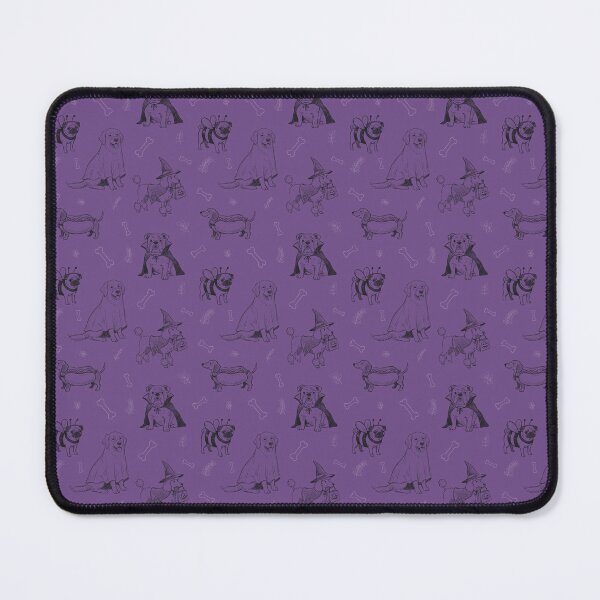 Item preview, Cute Halloween Dogs in Fancy Dress – Golden Retriever, Pug, Poodle, Bulldog & Dachshund in Purple designed and sold by WildLakePatterns.