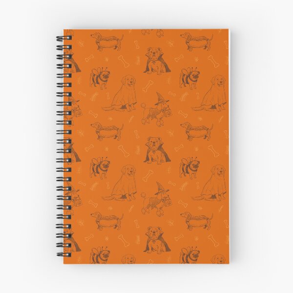 Item preview, Cute Halloween Dogs in Fancy Dress – Golden Retriever, Pug, Poodle, Bulldog & Dachshund in Orange designed and sold by WildLakePatterns.