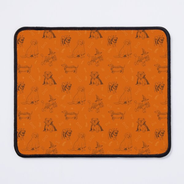 Item preview, Cute Halloween Dogs in Fancy Dress – Golden Retriever, Pug, Poodle, Bulldog & Dachshund in Orange designed and sold by WildLakePatterns.