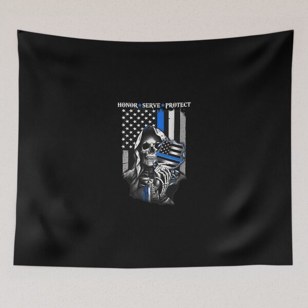 Item preview, Grim Reaper Honor Serve Protect Flag Design designed and sold by cottewna.