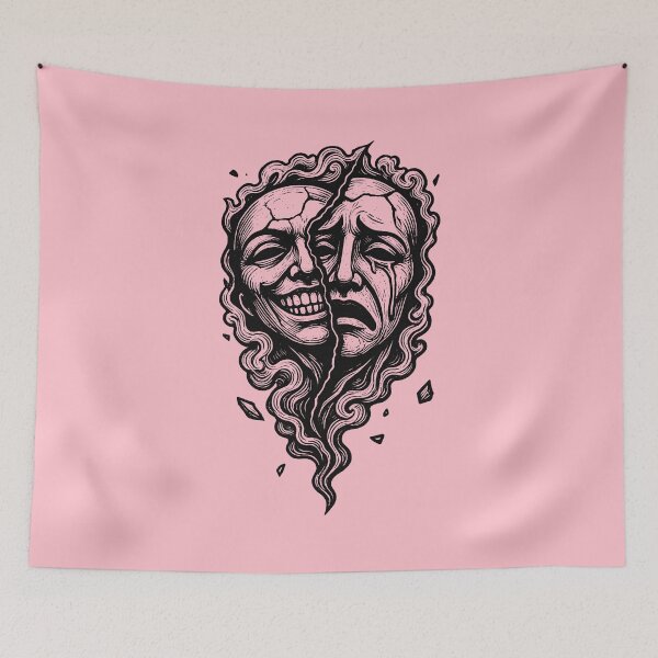 Item preview, Split Theater Masks Dark Tattoo designed and sold by MarCinu Art.