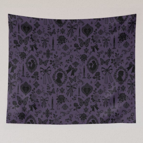 Item preview, Gothic Romance Victorian Vampire Roses Lace Bows Pattern Violet designed and sold by WildLakePatterns.