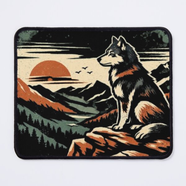 Item preview, Enough – Surreal Wolf Sunset Illustration designed and sold by Dogandesighn.