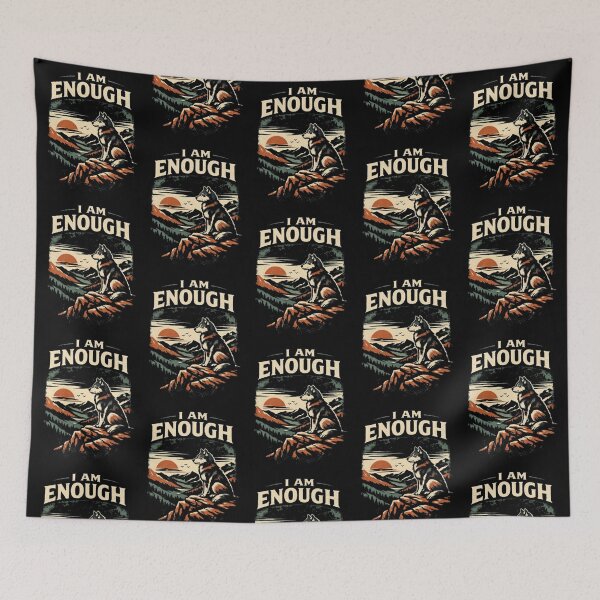 Item preview, Enough – Surreal Wolf Sunset Illustration designed and sold by Dogandesighn.