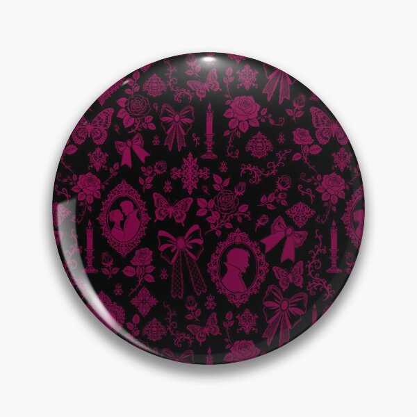 Item preview, Gothic Romance Victorian Vampire Roses Lace Bows Pattern Violet Black Pink designed and sold by WildLakePatterns.