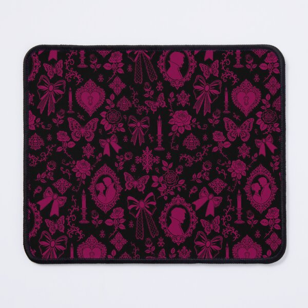 Item preview, Gothic Romance Victorian Vampire Roses Lace Bows Pattern Violet Black Pink designed and sold by WildLakePatterns.