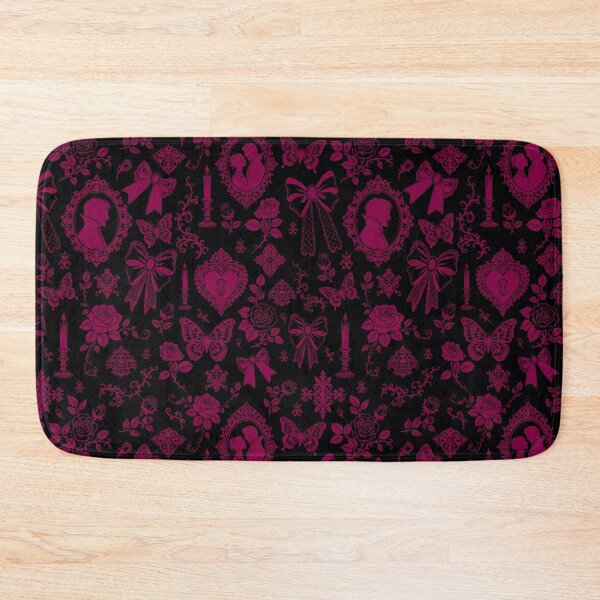 Item preview, Gothic Romance Victorian Vampire Roses Lace Bows Pattern Violet Black Pink designed and sold by WildLakePatterns.