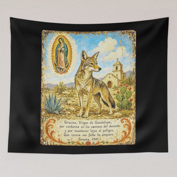 Item preview, Coyote Guardian Mexican Ex-Voto Folk Art designed and sold by newnomads-art.