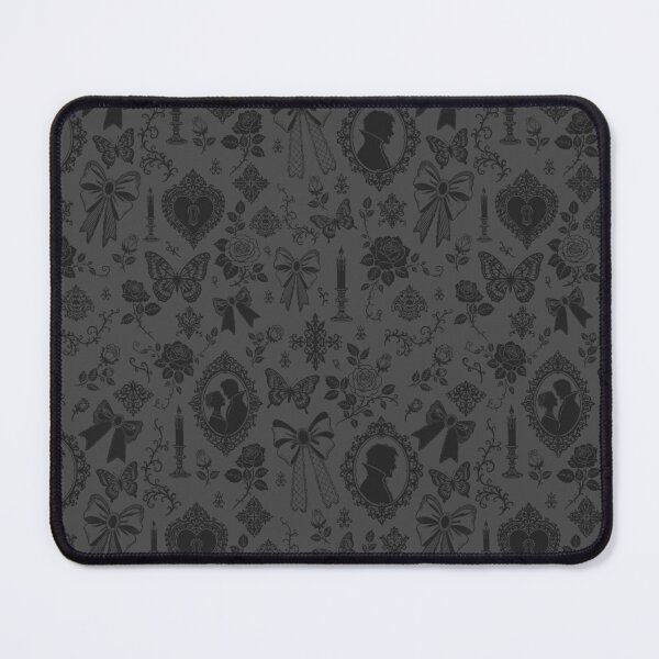 Item preview, Gothic Romance Victorian Vampire Roses Lace Bows Pattern Grey designed and sold by WildLakePatterns.
