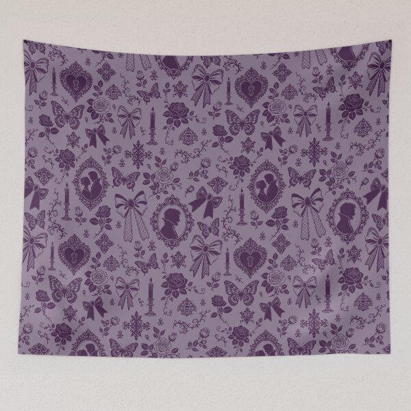 Item preview, Gothic Romance Victorian Vampire Roses Lace Bows Pattern Lavender designed and sold by WildLakePatterns.