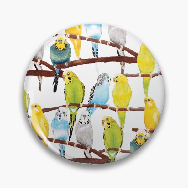 Item preview, A colourful Budgie watercolour pattern designed and sold by By Kelly Attenborough.