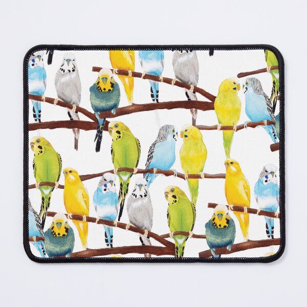Item preview, A colourful Budgie watercolour pattern designed and sold by By Kelly Attenborough.