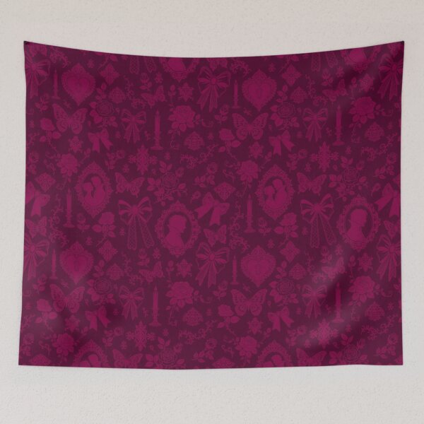Item preview, Gothic Romance Victorian Vampire Roses Lace Bows Pattern Burgundy designed and sold by WildLakePatterns.