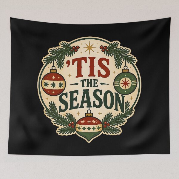 Item preview, 'Tis the Season Vintage Retro Badge Christmas Design designed and sold by KristenosNehk.