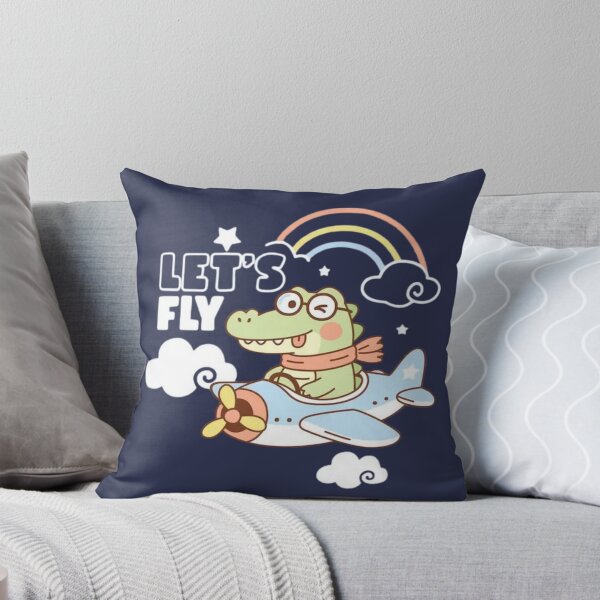 Item preview, Let's Fly Cute Crocodile Pilot Cartoon Airplane Typography Design designed and sold by RajDeals.