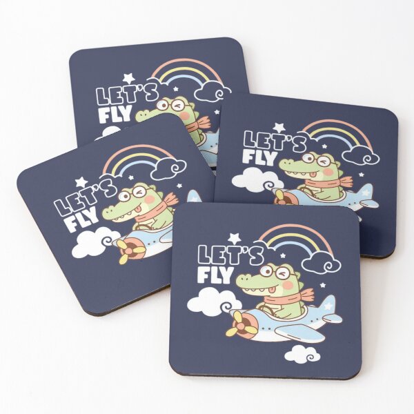 Item preview, Let's Fly Cute Crocodile Pilot Cartoon Airplane Typography Design designed and sold by RajDeals.