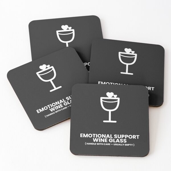 Item preview, Emotional Support Wine Glass — White Text for Dark Colours designed and sold by Off Beat Tee Hut.