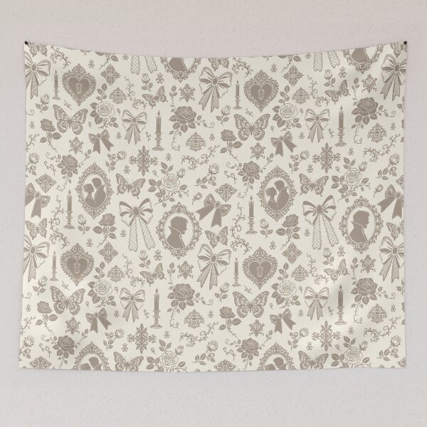 Item preview, Gothic Romance Victorian Vampire Roses Lace Bows Pattern Sepia designed and sold by WildLakePatterns.