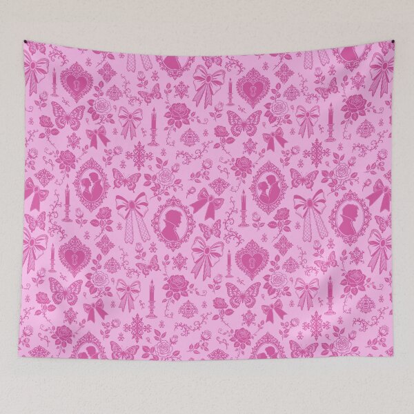 Item preview, Gothic Romance Victorian Vampire Roses Lace Bows Pattern Pink designed and sold by WildLakePatterns.