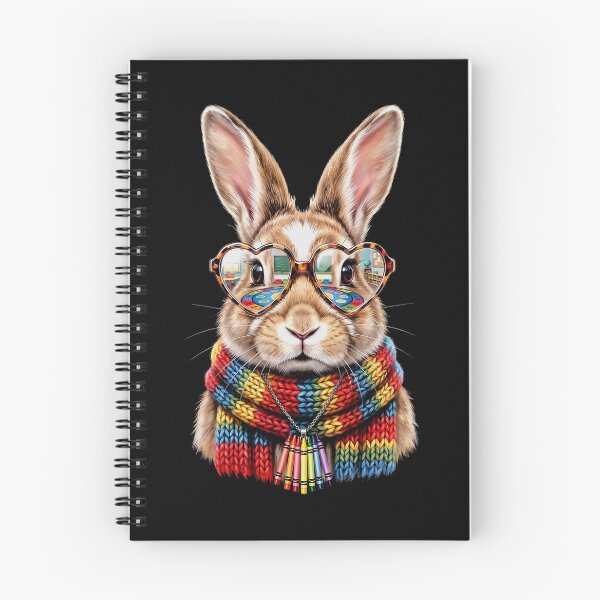 Item preview, Cute Bunny Teacher with Heart Glasses, Colorful Sweater & Crayon Necklace designed and sold by ArcaneArtistry.