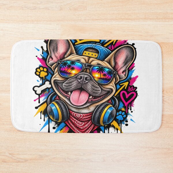 Item preview, Cool French Bulldog Headphones Sunset Sunglasses Street Art Graphic designed and sold by shemodas.