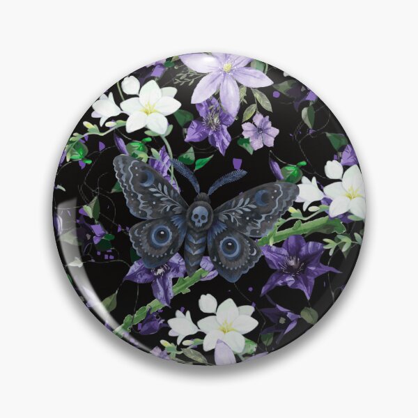 Item preview, Dark Gothic Death Head Moth Purple Floral Seamless Pattern designed and sold by Marukami99.