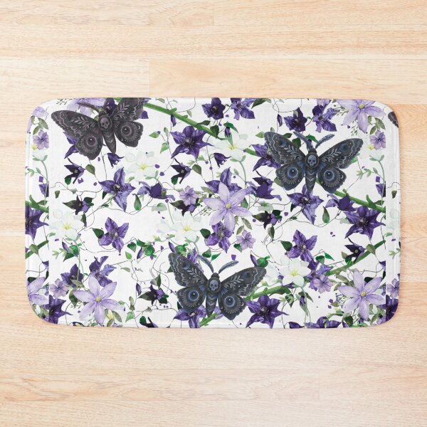Item preview, Dark Gothic Death Head Moth Purple Floral Seamless Pattern designed and sold by Marukami99.