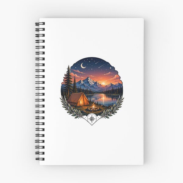 Item preview, Mountain Camping Lake Sticker | Adventure Wilderness Sunset & Campfire Art designed and sold by PopStickerLab22.