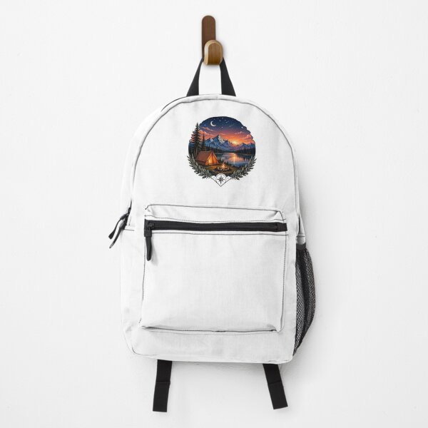Item preview, Mountain Camping Lake Sticker | Adventure Wilderness Sunset & Campfire Art designed and sold by PopStickerLab22.