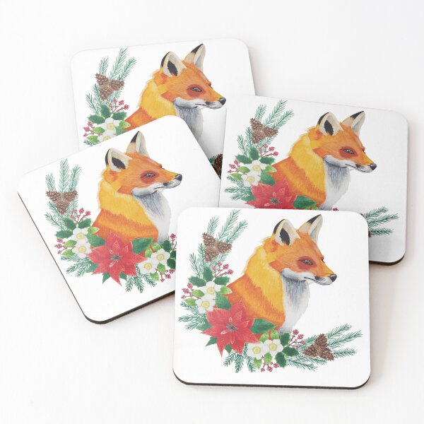 Item preview, Christmas red fox watercolour illustration designed and sold by By Kelly Attenborough.
