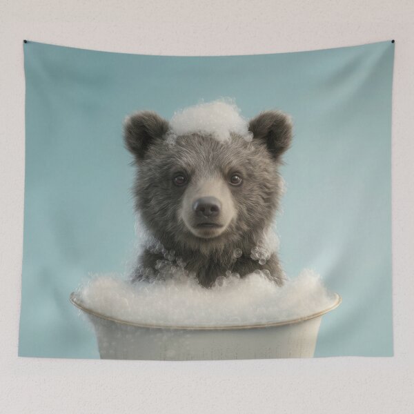 Item preview, Baby Bear Bubble Bath Cute Nursery Bathroom Wall Art designed and sold by LazyOwlStore.