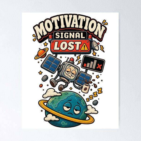 Item preview, Motivation Signal Lost – Funny Low Energy Retro Space designed and sold by NarpLTD.