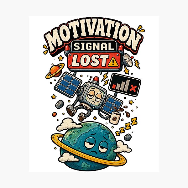 Item preview, Motivation Signal Lost – Funny Low Energy Retro Space designed and sold by NarpLTD.