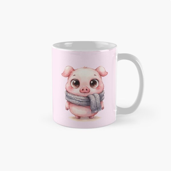 Item preview, Cute Baby Pig in Gray Scarf – Whimsical Watercolor Animal. designed and sold by SaraSumi.