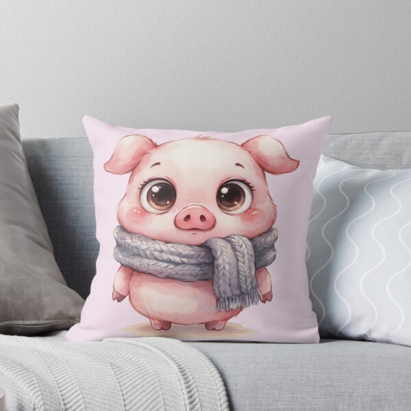 Item preview, Cute Baby Pig in Gray Scarf – Whimsical Watercolor Animal. designed and sold by SaraSumi.