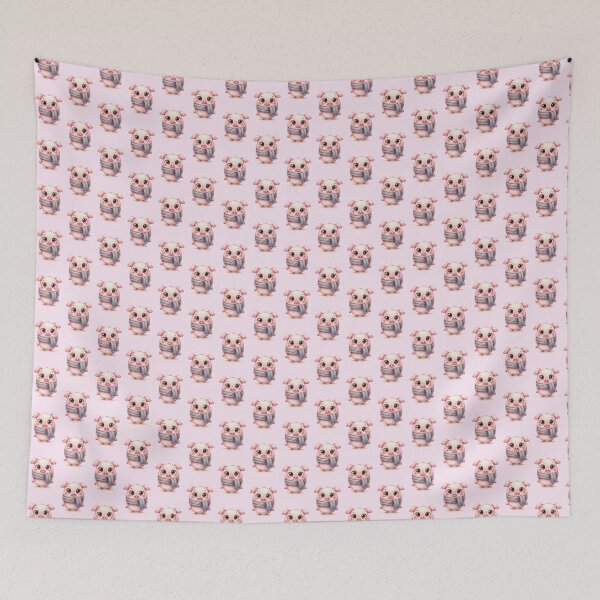 Item preview, Cute Baby Pig in Gray Scarf – Whimsical Watercolor Animal. designed and sold by SaraSumi.