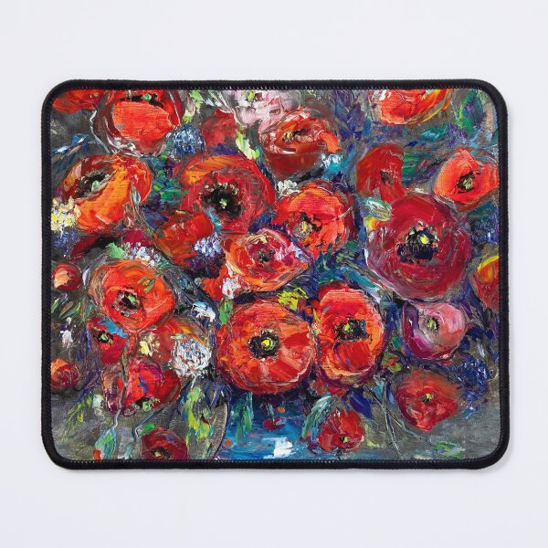 Artikelvorschau, Mohnblumen in einer blauen Glasvase entworfen und verkauft von Natalia_Shchip.